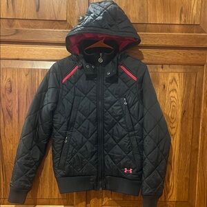 Under Armour Black Quilted Jacket with Pink Details
